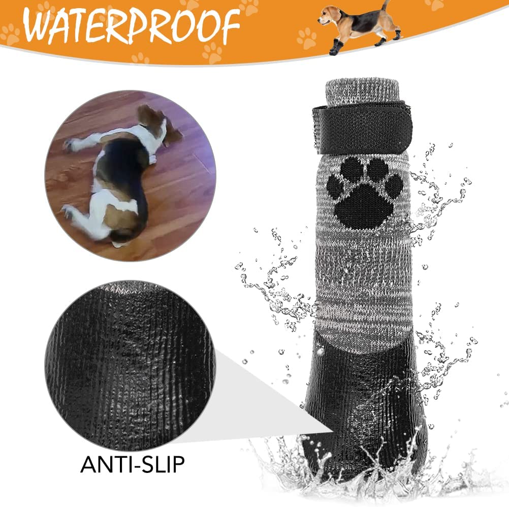 Anti Slip Dog Socks - Outdoor Dog Boots Waterproof Dog Shoes Paw Protector with Strap Traction