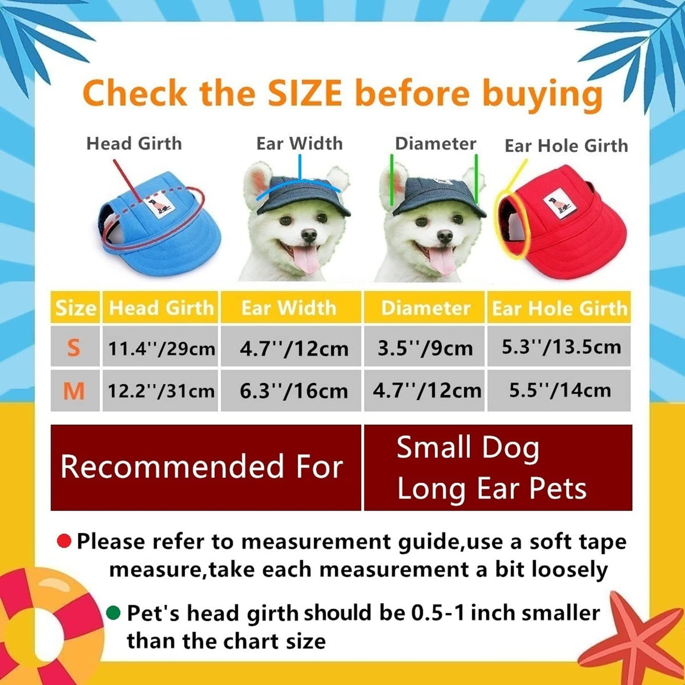 Dog Hat Baseball Cap Sun Hat with Ear Holes and  Pet Dog Sunglasses Goggles Heart Shape