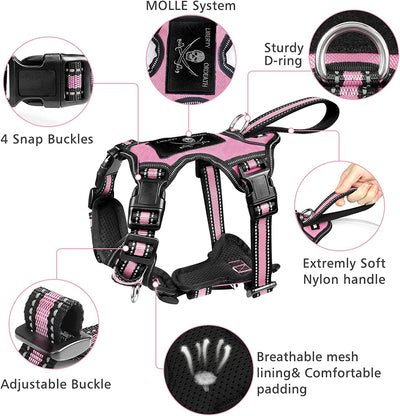 Pet Harness Collar and Leash Set, All-in-one Reflective Dog Harness No Pull with Adjustable Buckles for Puppies