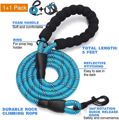 Free Heavy Duty 5ft Dog Leash No Pull Dog Harness Adjustable Reflective Oxford Easy Control Medium Large Dog Harness with A